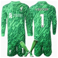 Liverpool Alisson Becker #1 Målvakt Bortadräkt Barn 2024-25 Långärmad (+ Korta byxor)